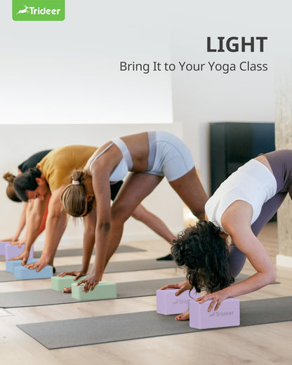 Yoga Blocks 2 Pack, Soft Non-Slip Foam Blocks with Beveled Edges for Alignment and Stretching in Yoga, Pilates, and Dance - Supportive, Lightweight, Odor Resistant, Latex-Free