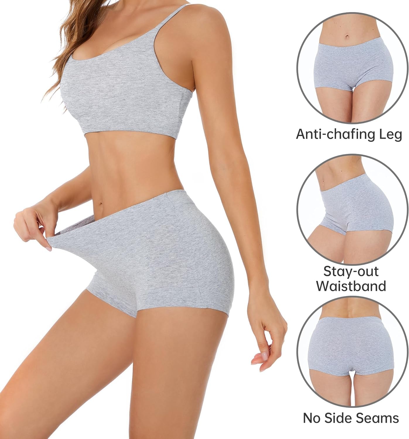 Migbean Boy Shorts Underwear for Women - Boxers for Women, Women'S Cotton Underwear Boyshorts