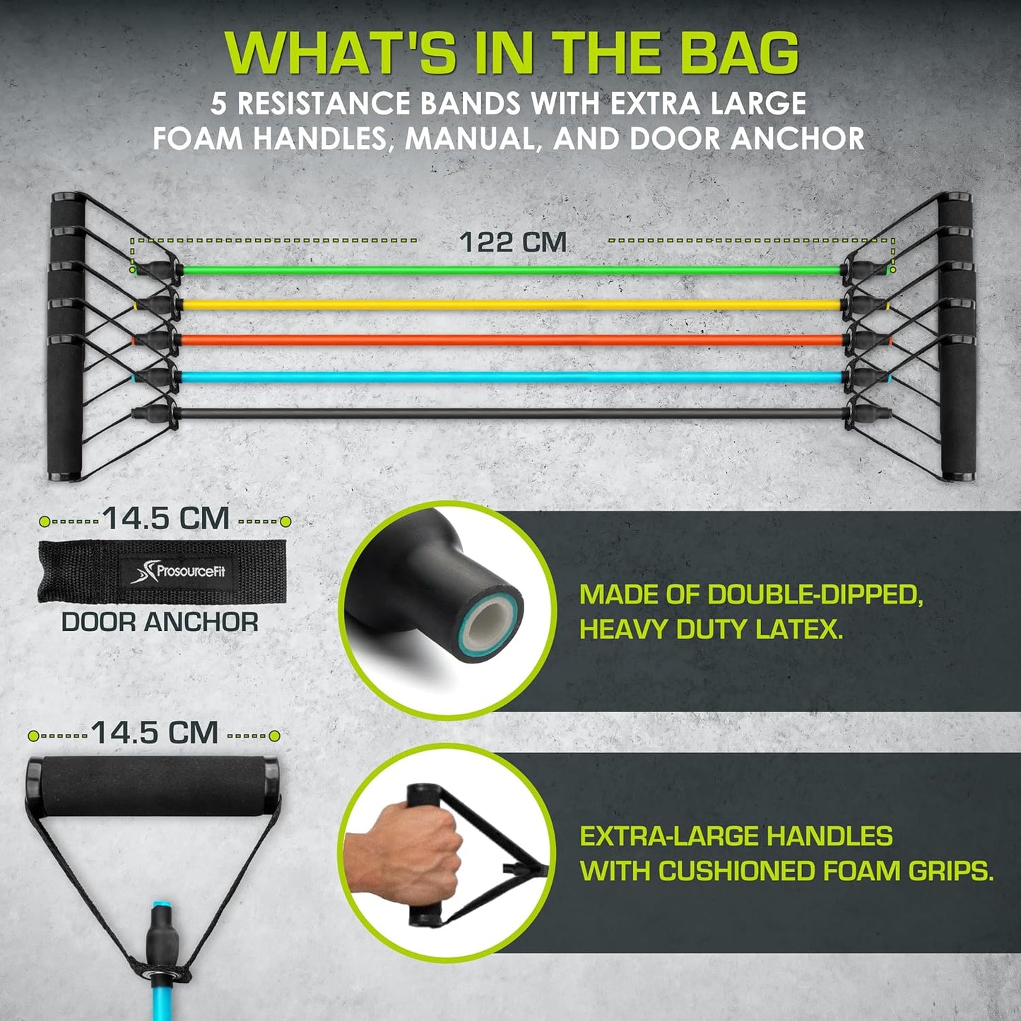 Single Stackable Resistance Bands with Door Anchor and Exercise Guide, 8-12 LB, Heavy Duty Fitness Tube for Full-Body Exercises and Home Workouts, Red