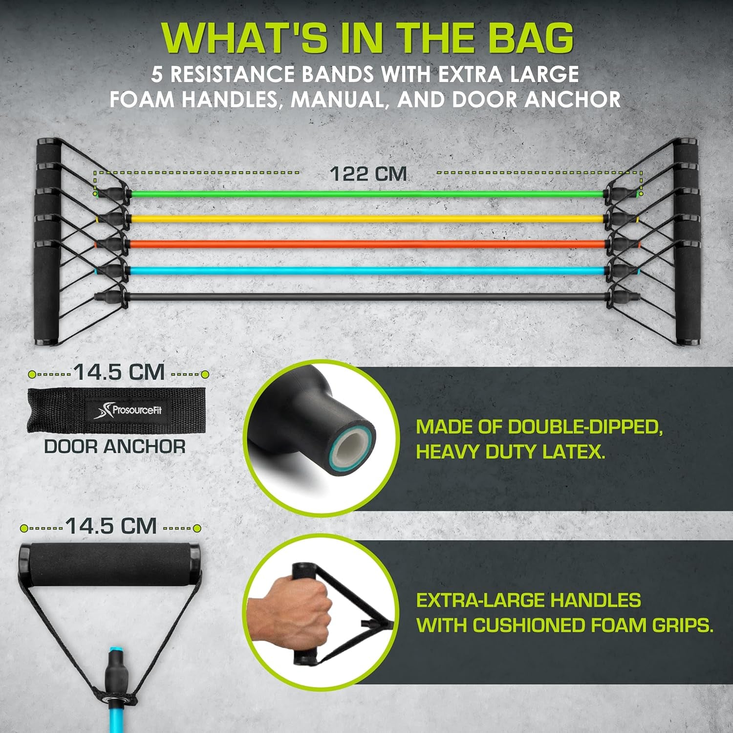 Single Stackable Resistance Bands with Door Anchor and Exercise Guide, 8-12 LB, Heavy Duty Fitness Tube for Full-Body Exercises and Home Workouts, Red