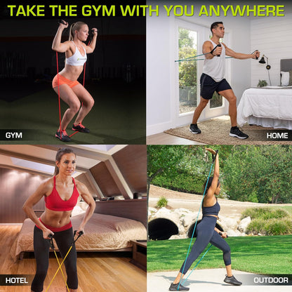 Single Stackable Resistance Bands with Door Anchor and Exercise Guide, 8-12 LB, Heavy Duty Fitness Tube for Full-Body Exercises and Home Workouts, Red