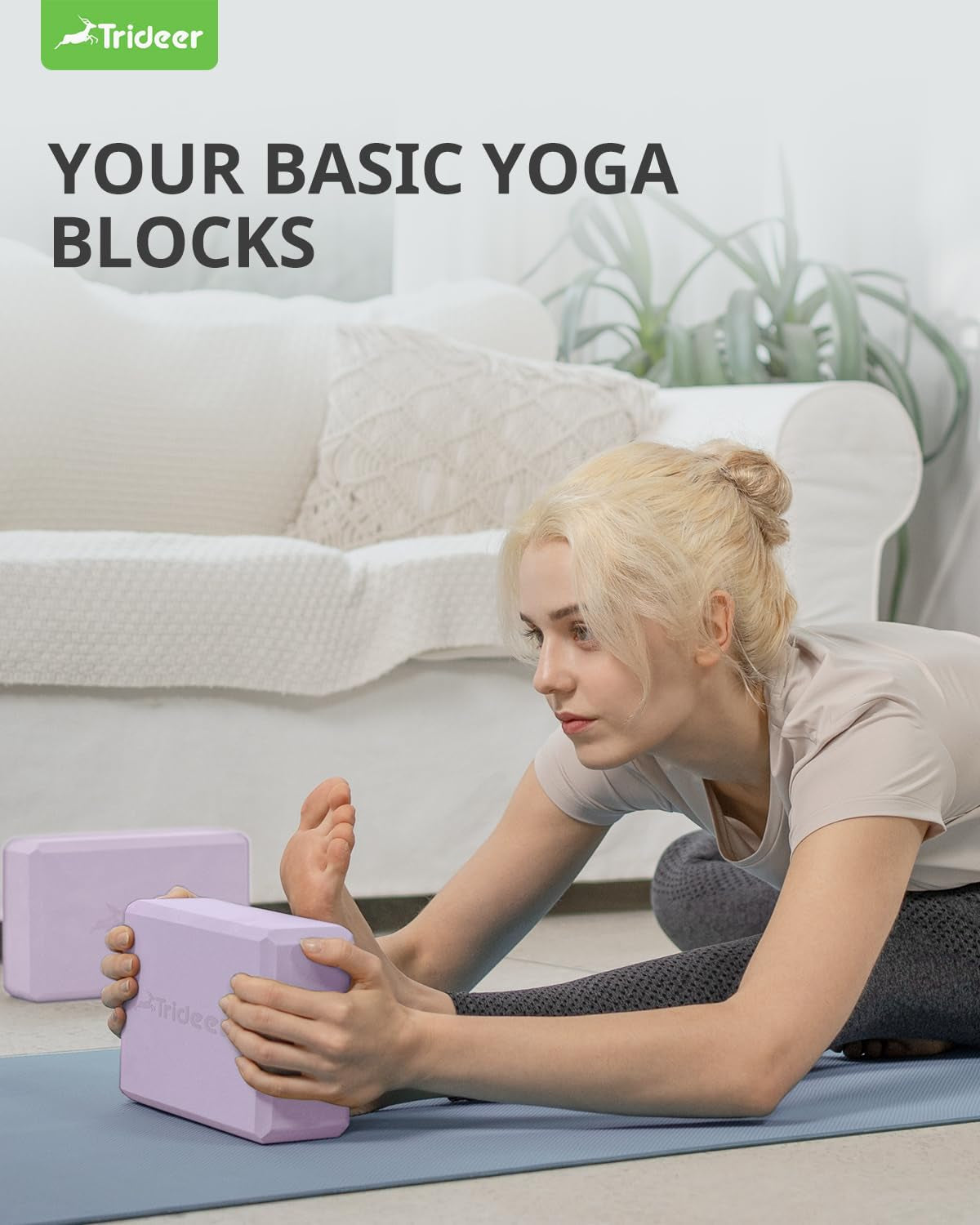 Yoga Blocks 2 Pack, Soft Non-Slip Foam Blocks with Beveled Edges for Alignment and Stretching in Yoga, Pilates, and Dance - Supportive, Lightweight, Odor Resistant, Latex-Free