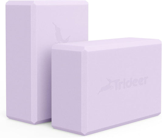 Yoga Blocks 2 Pack, Soft Non-Slip Foam Blocks with Beveled Edges for Alignment and Stretching in Yoga, Pilates, and Dance - Supportive, Lightweight, Odor Resistant, Latex-Free