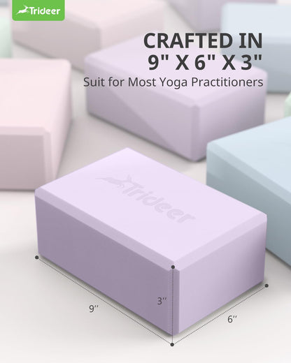 Yoga Blocks 2 Pack, Soft Non-Slip Foam Blocks with Beveled Edges for Alignment and Stretching in Yoga, Pilates, and Dance - Supportive, Lightweight, Odor Resistant, Latex-Free
