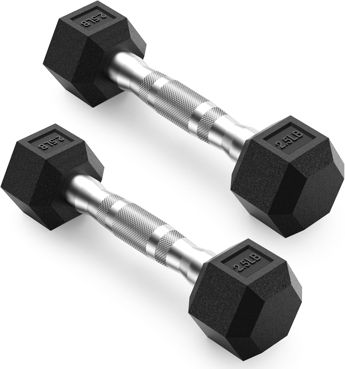 HEX Dumbbell Set 2.5-125Lb, Rubber Encased Home Gym Dumbbells, Exercise & Fitness Weights Dumbbells for Women & Men, Hand Weight for Strength Training